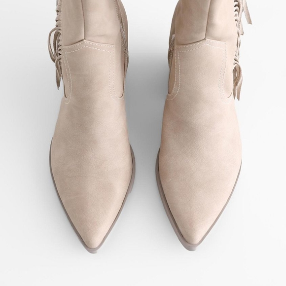 DV by Dolce Vita Buckle Khloe Fringe Western Boot Ivory Size 7 - Picture 5 of 12